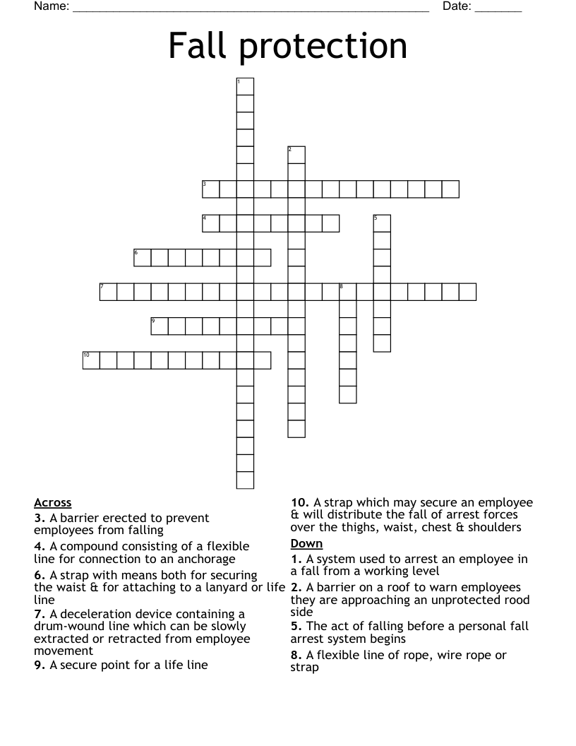 Fall protection Crossword