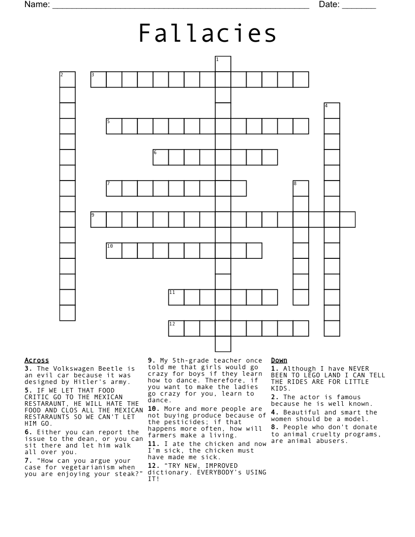 Fallacies Crossword