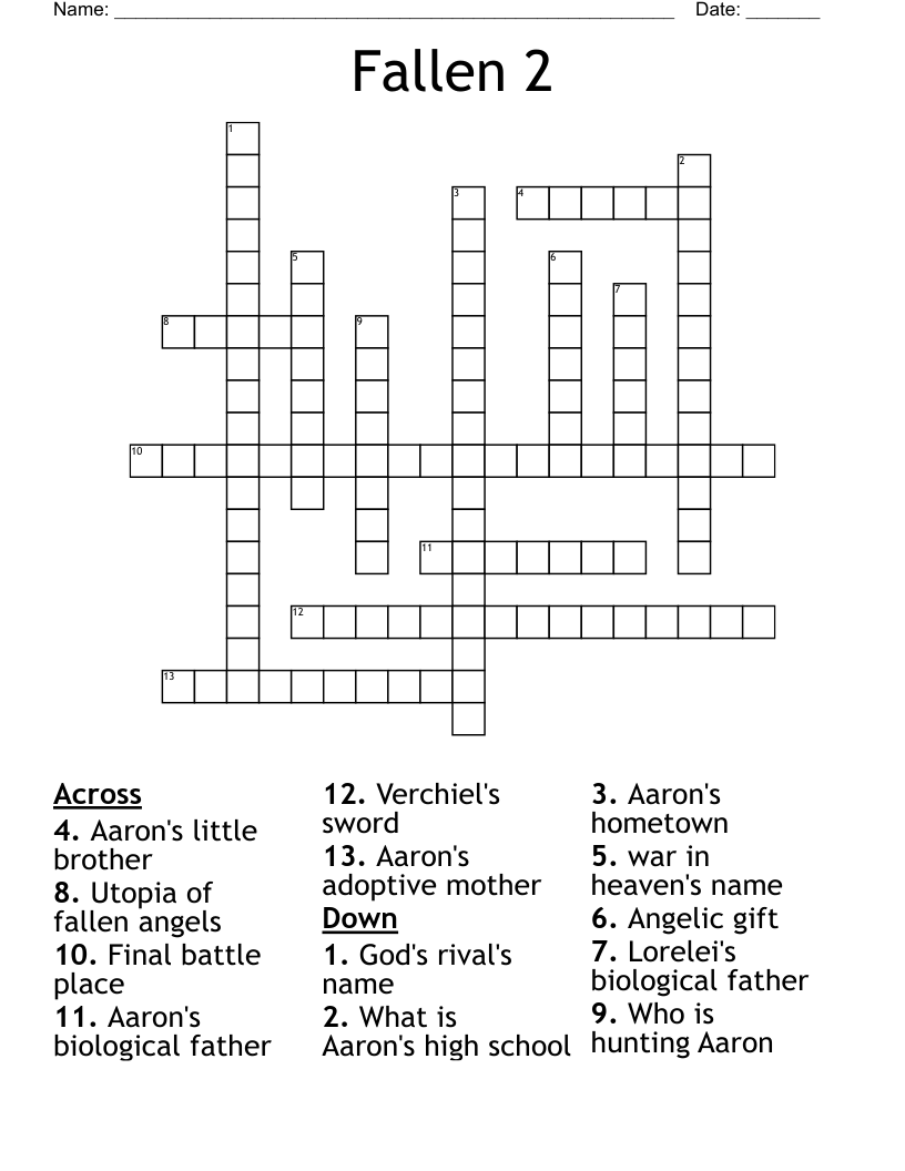 Fallen 2 Crossword