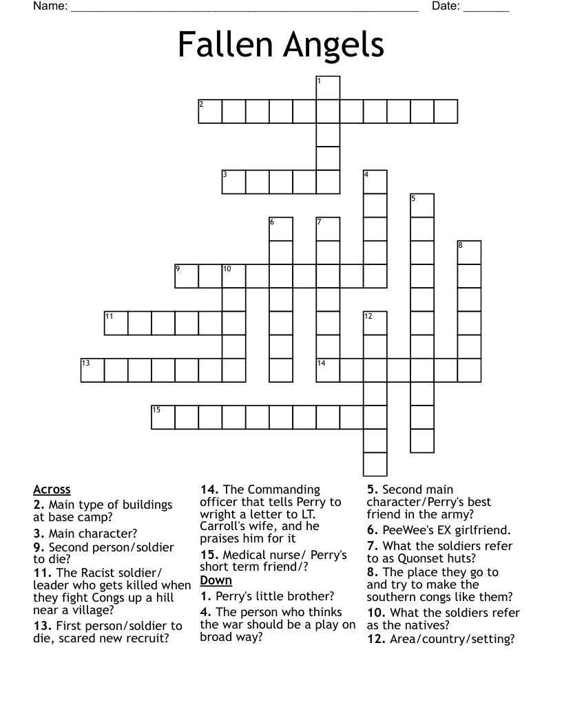 Fallen Angels Crossword