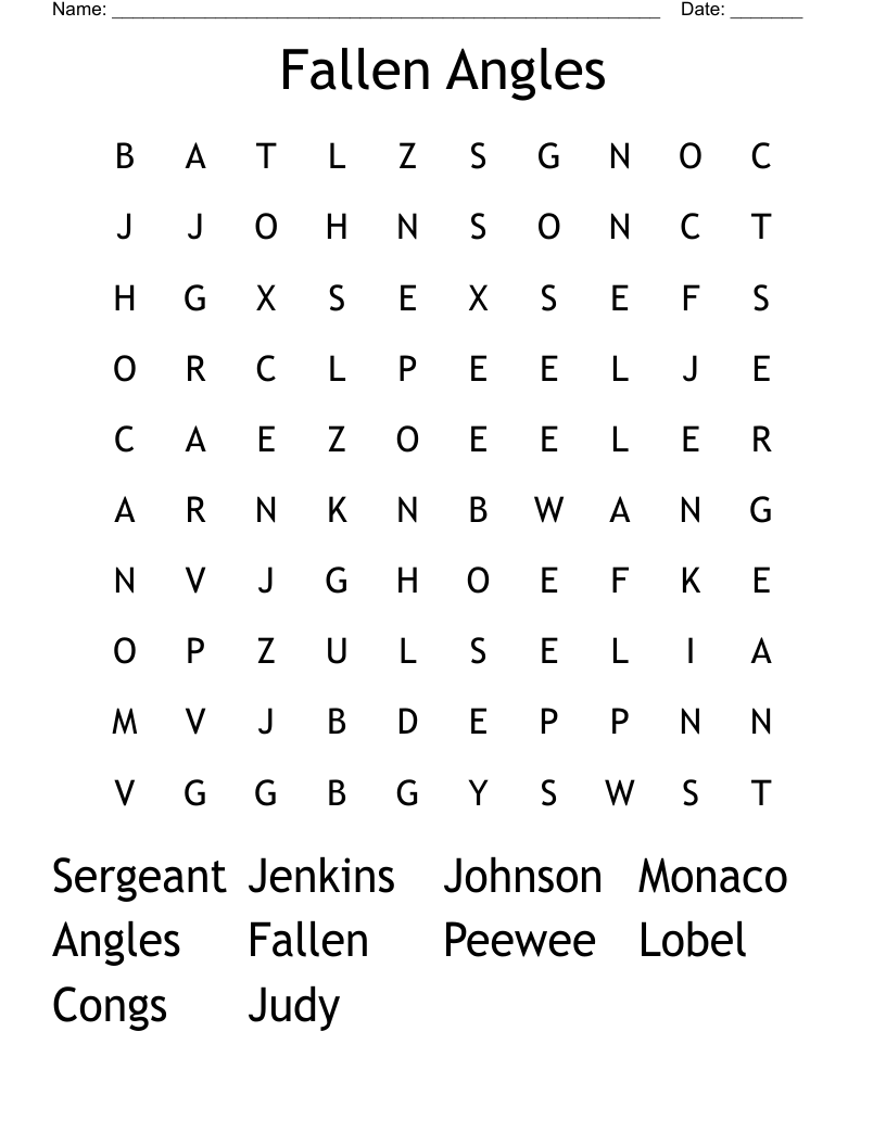 Fallen Angles  Word Search