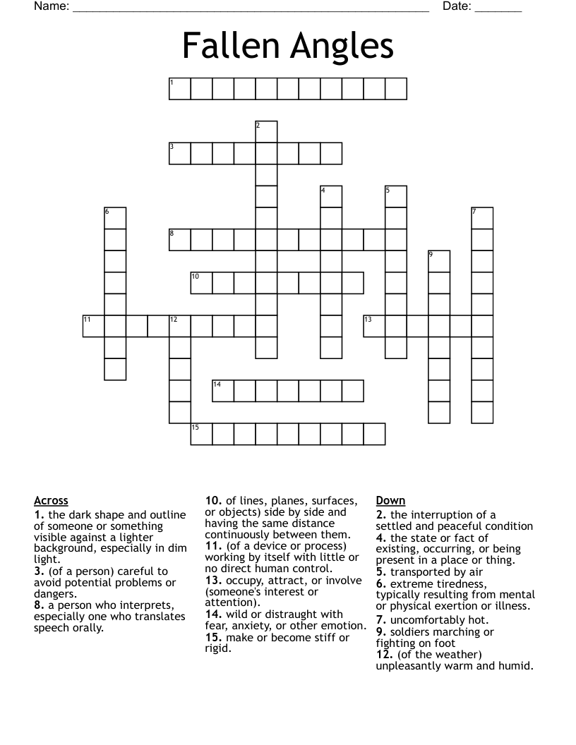 Fallen Angles  Crossword