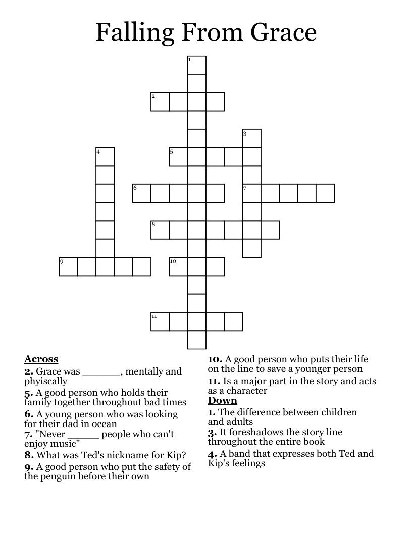 Falling From Grace Crossword
