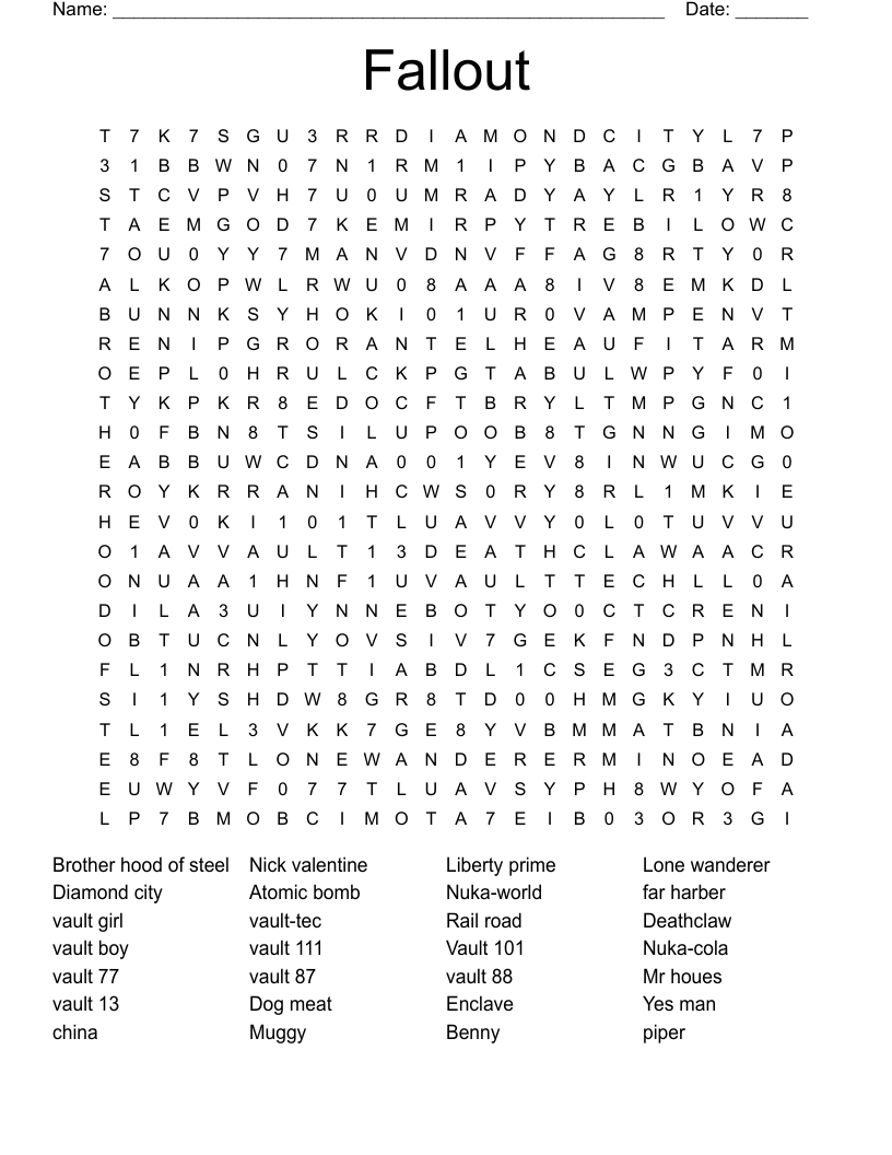 Fallout Word Search