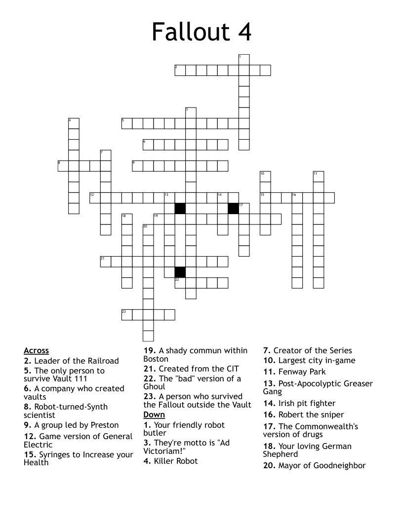 Fallout 4 Crossword