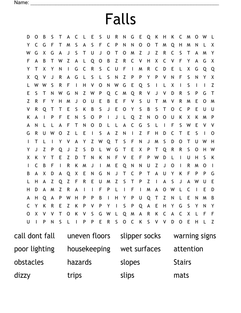 Falls  Word Search
