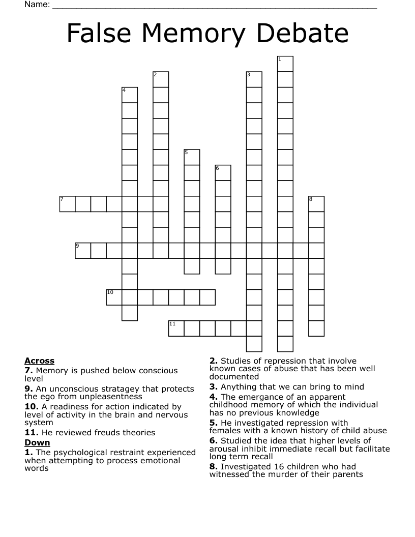 False Memory Debate  Crossword