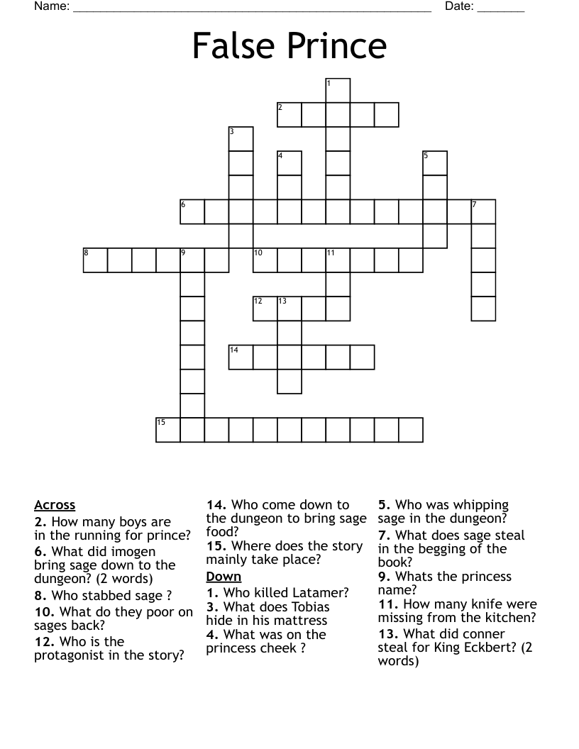 False Prince Crossword