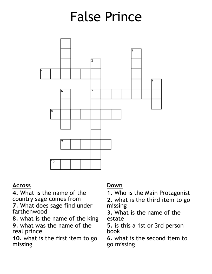 False Prince Crossword