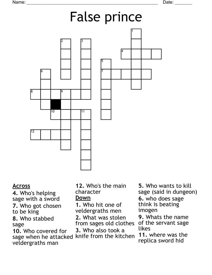 False prince Crossword