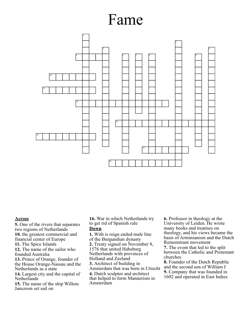 Fame Crossword