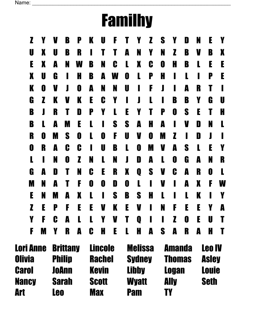 Familhy Word Search