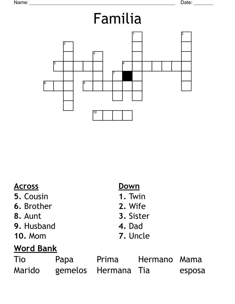Familia  Crossword