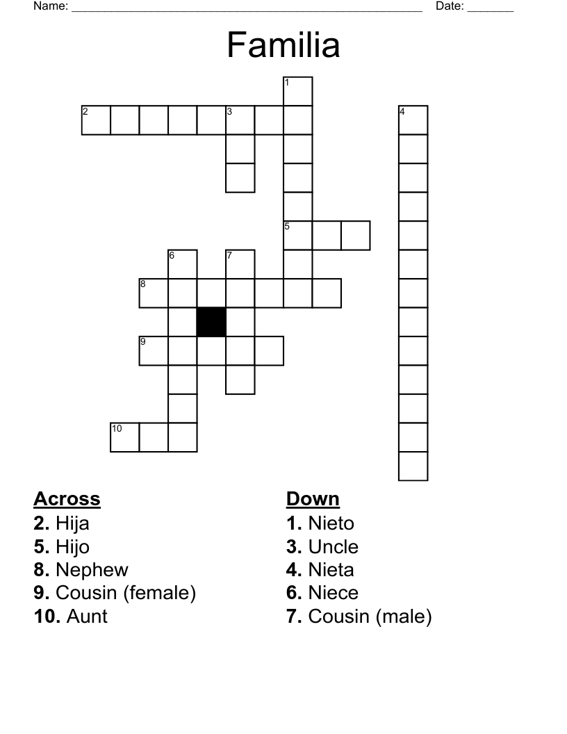 Familia  Crossword
