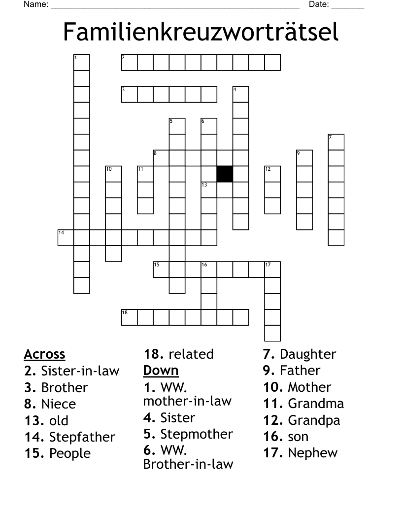 Familienkreuzworträtsel Crossword