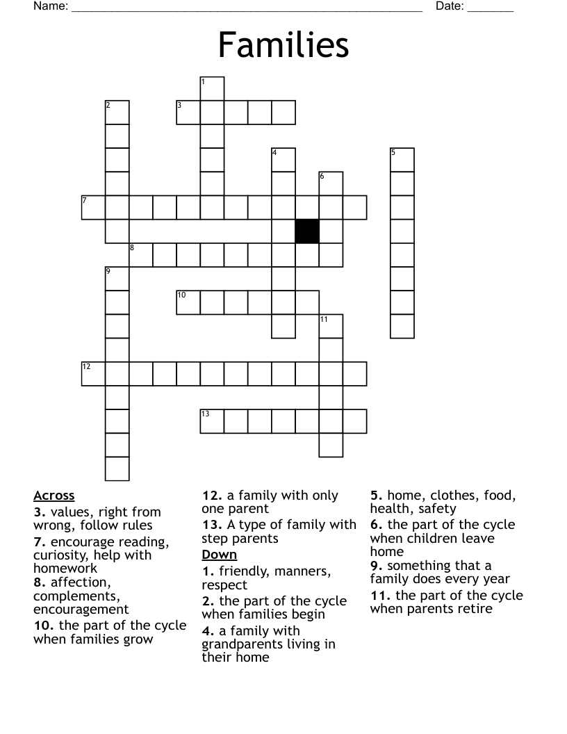 Families Crossword