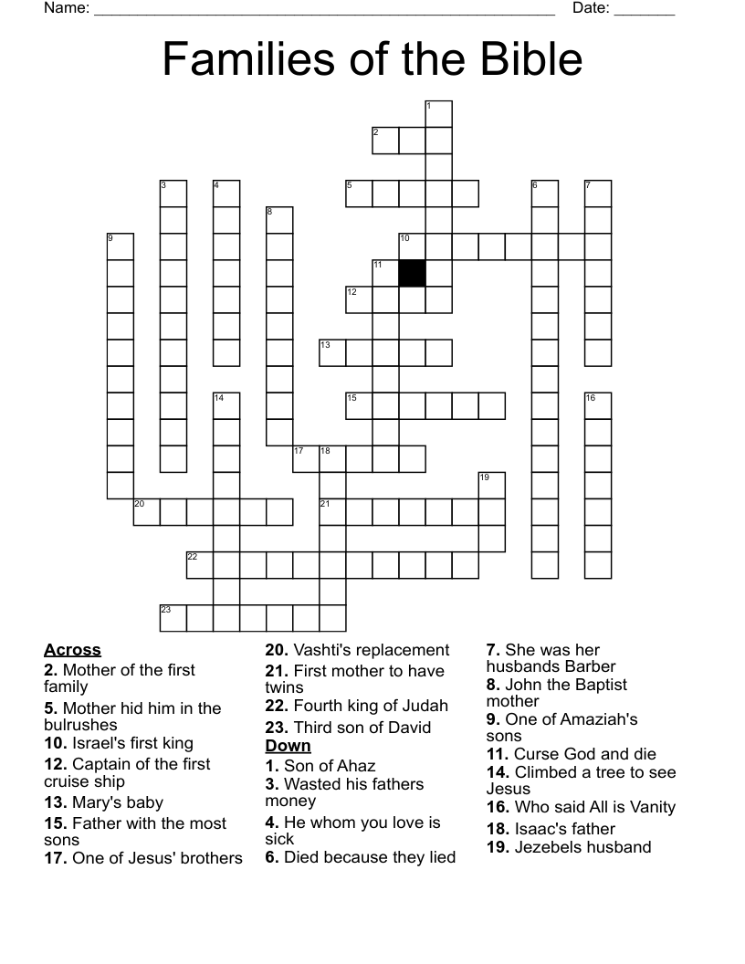 Families of the Bible Crossword