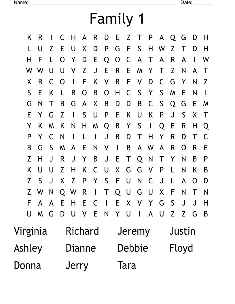 Family 1 Word Search