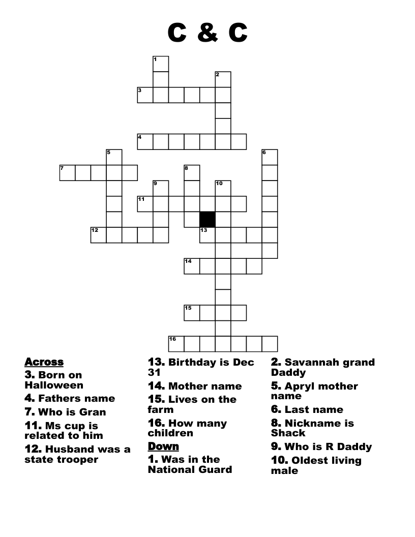 C & C Crossword