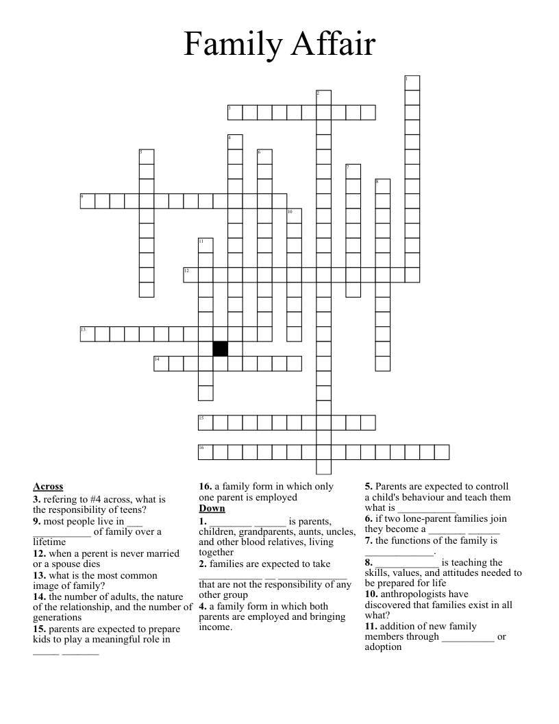 Family Affair Crossword