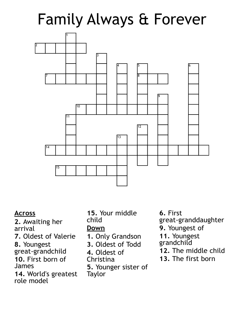 Family Always & Forever Crossword
