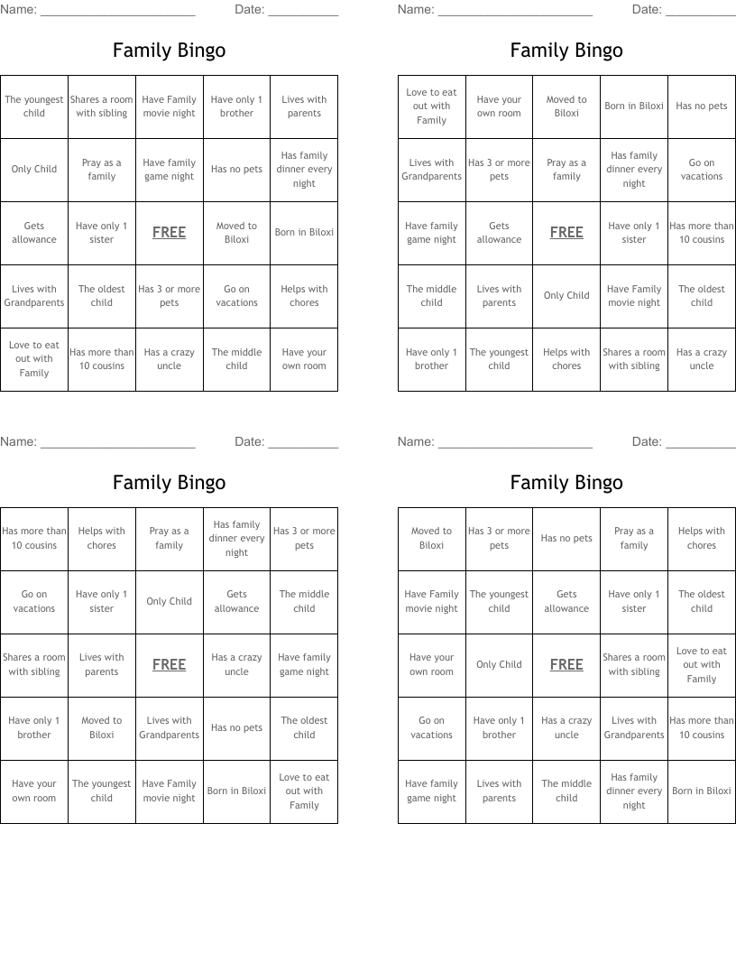 Family Bingo