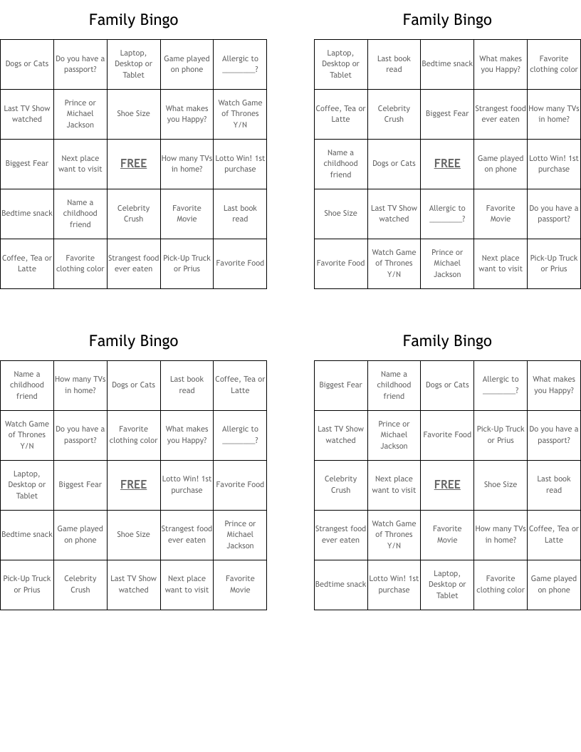 Family Bingo