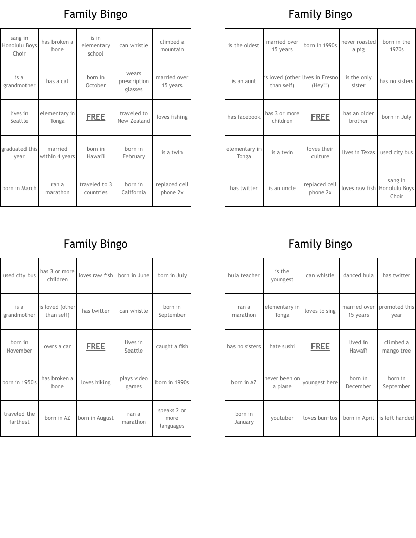 Family Bingo