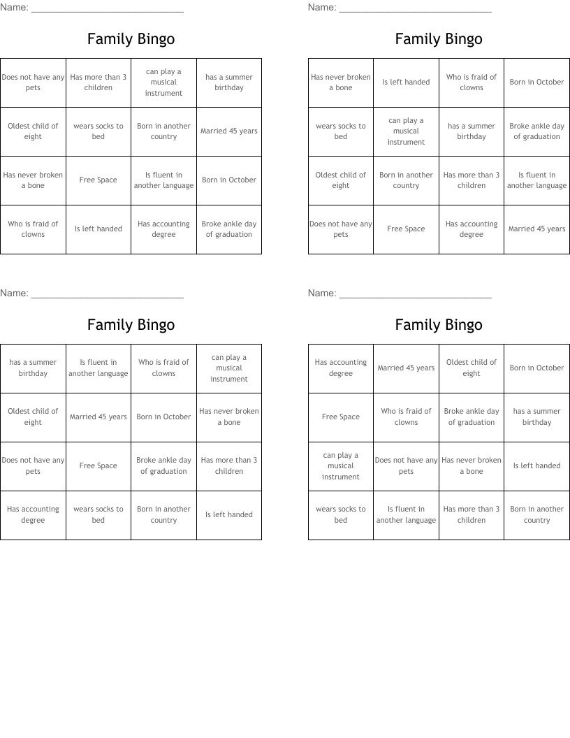 Family Bingo