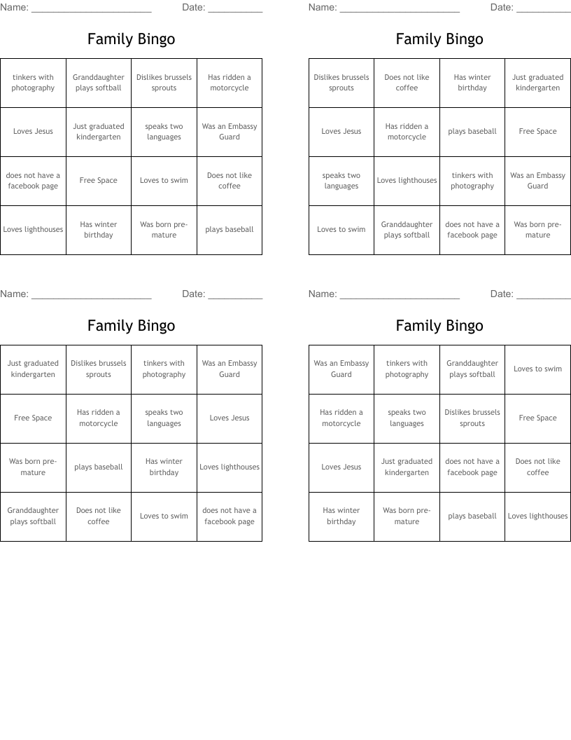 Family Bingo