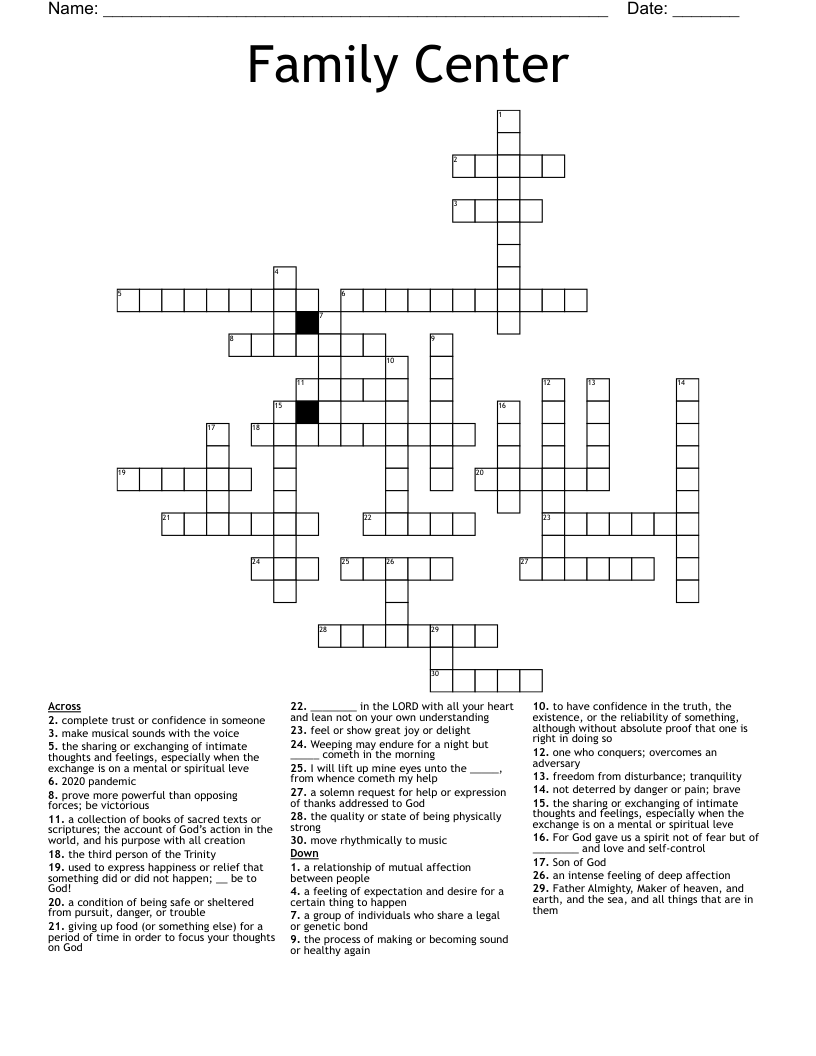 Family Center Crossword