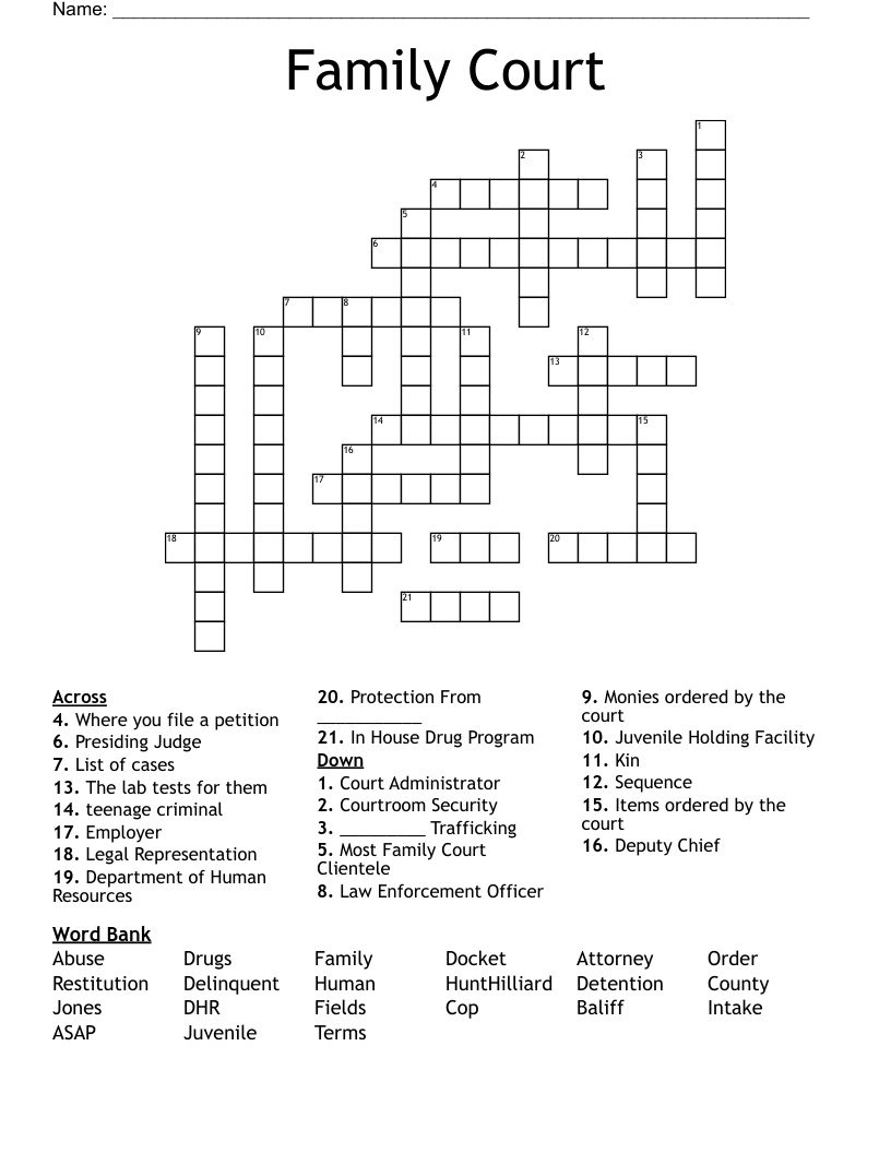 Family Court Crossword