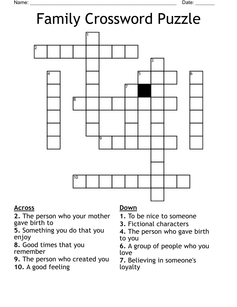 Family Crossword Puzzle