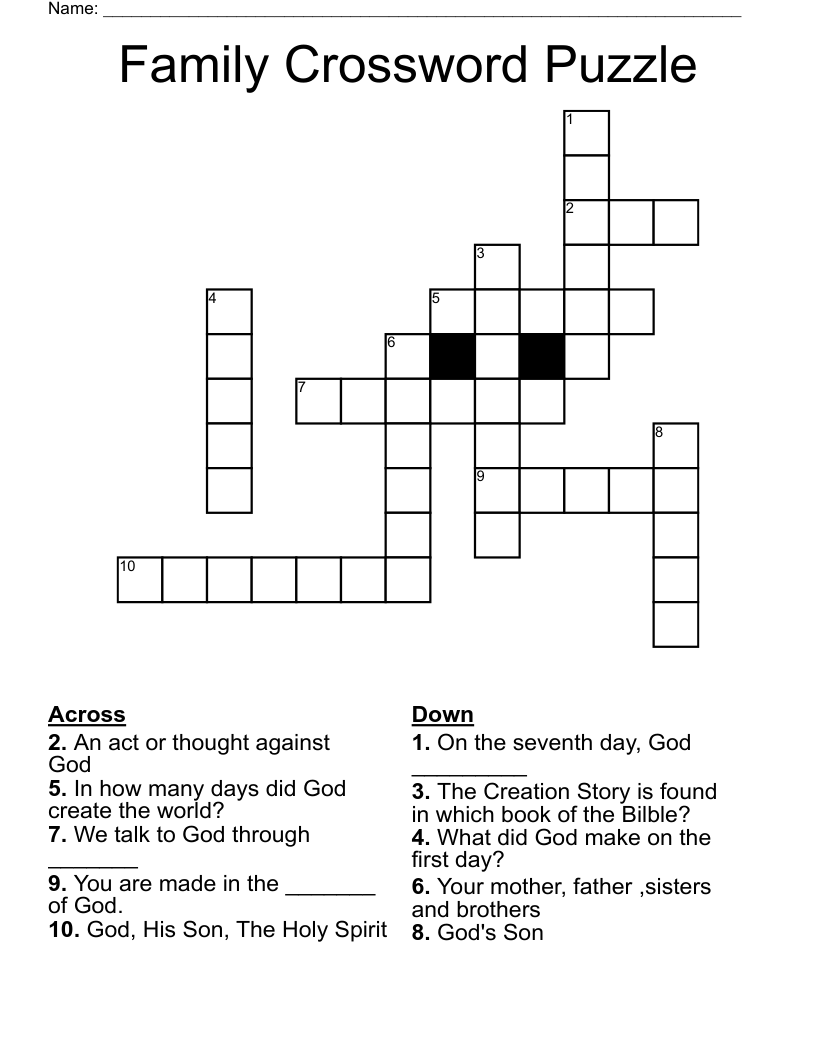 Family Crossword Puzzle