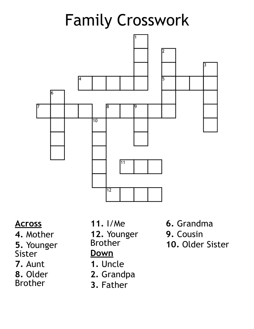 Family Crosswork Crossword