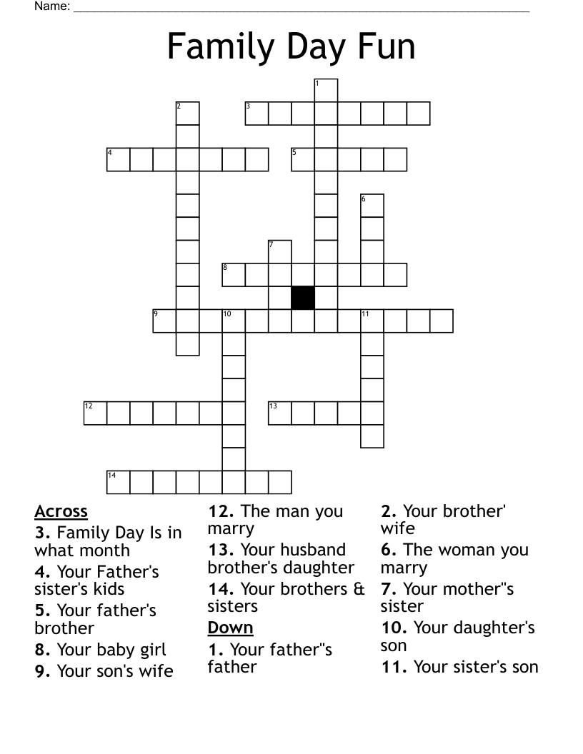 Family Day Fun  Crossword