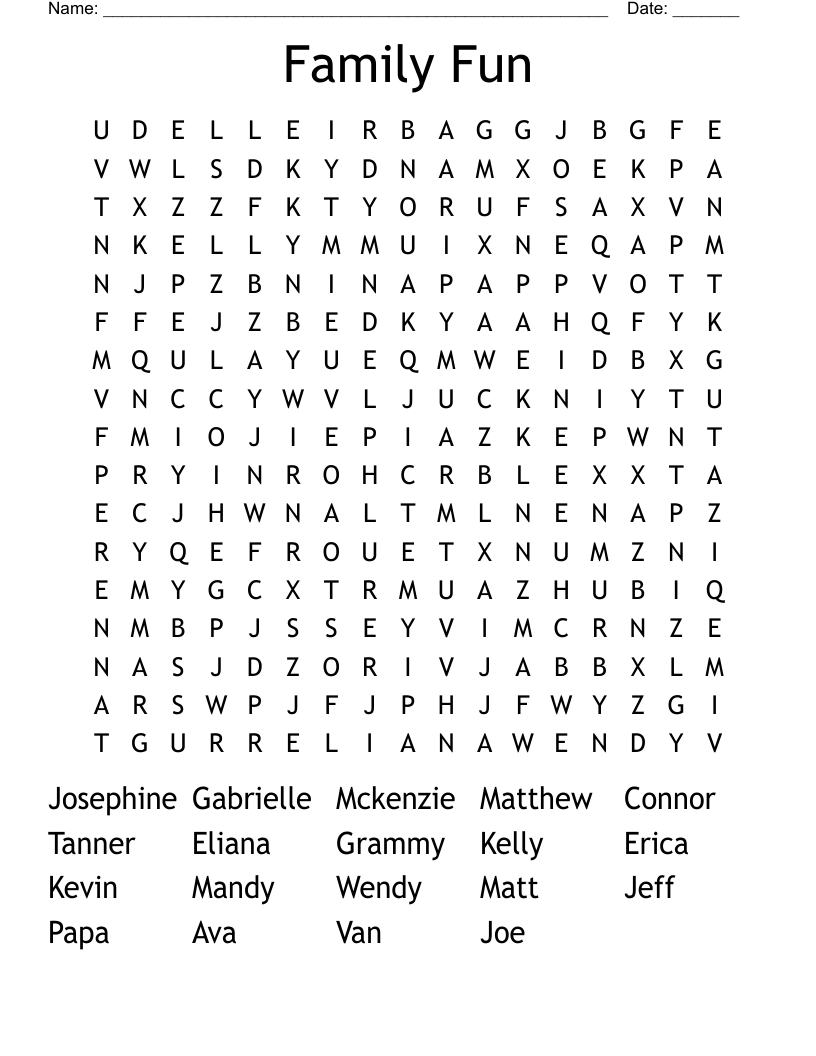 Family Fun Word Search