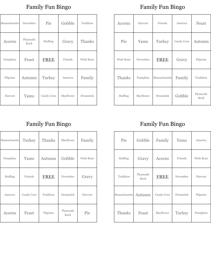 Family Fun Bingo