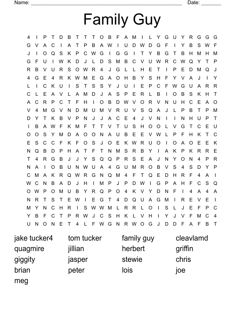 Family Guy Word Search