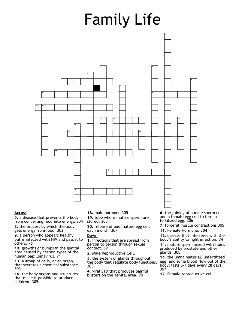 Family Life  Crossword