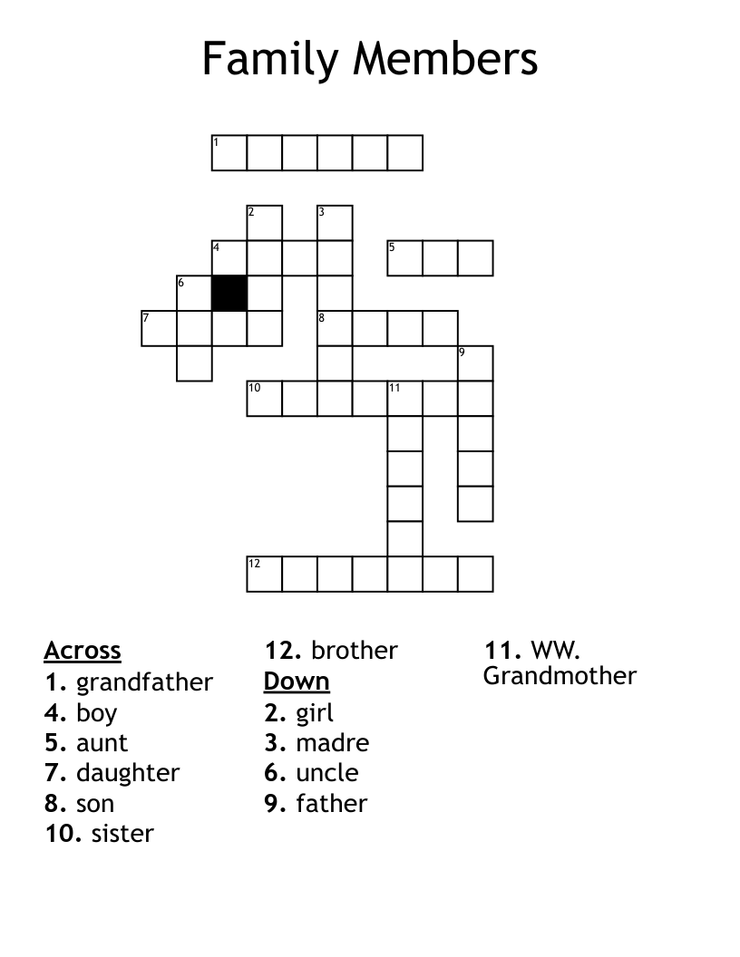 Family Members Crossword
