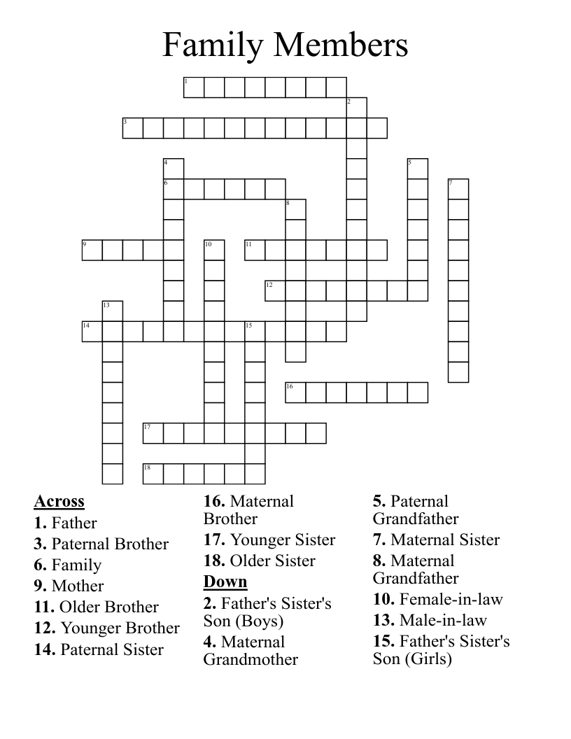 Family Members Crossword