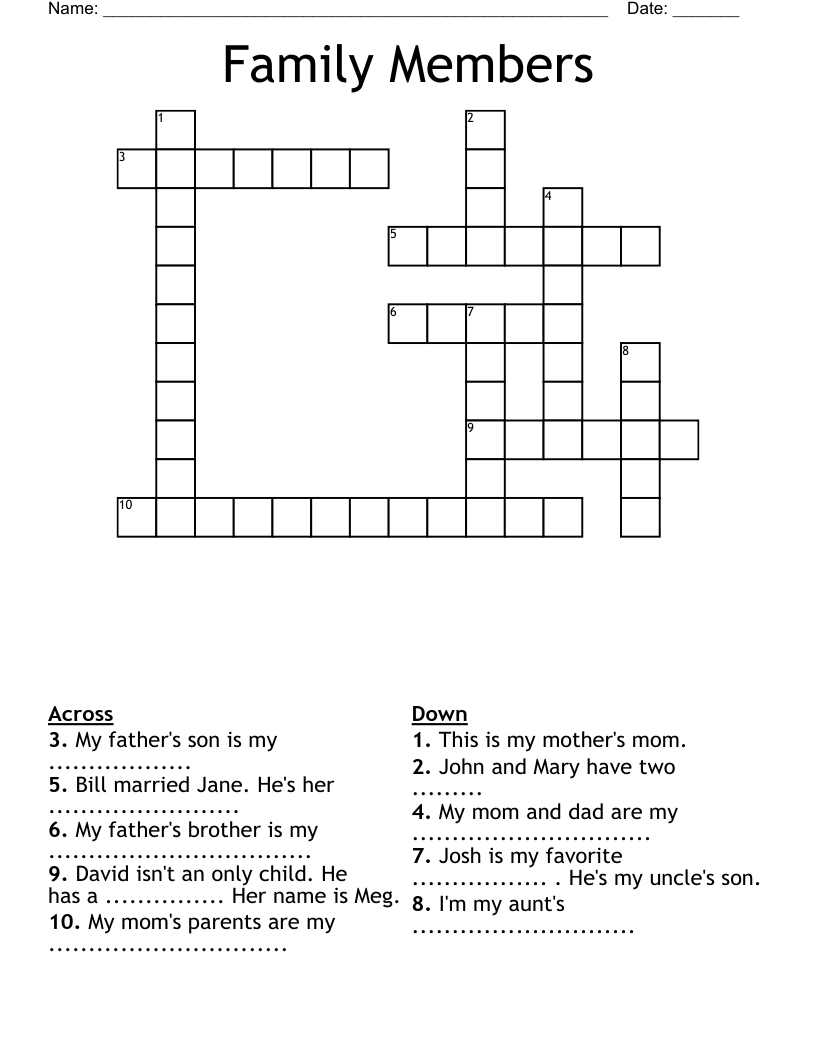 Family Members Crossword