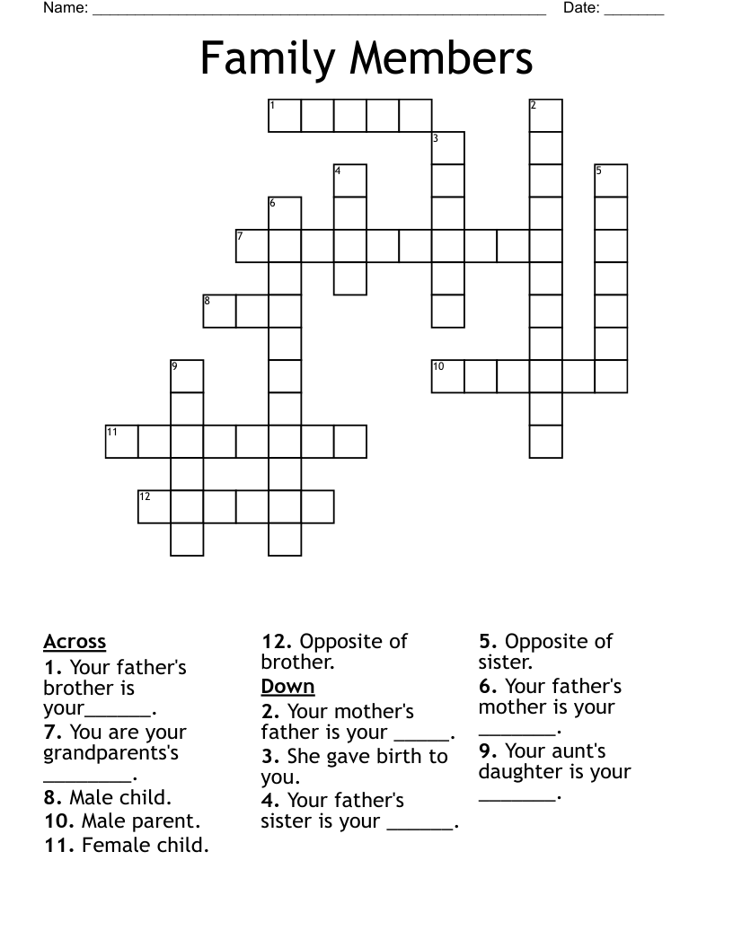 Family Members Crossword