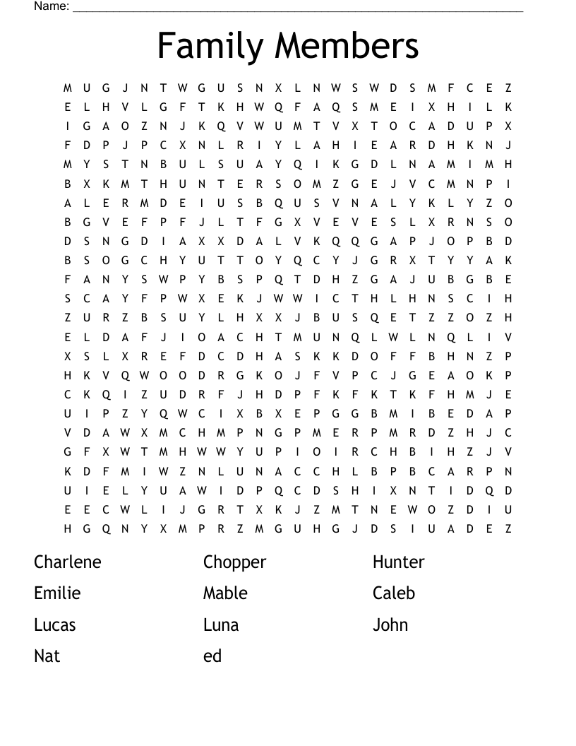 Family Members Word Search