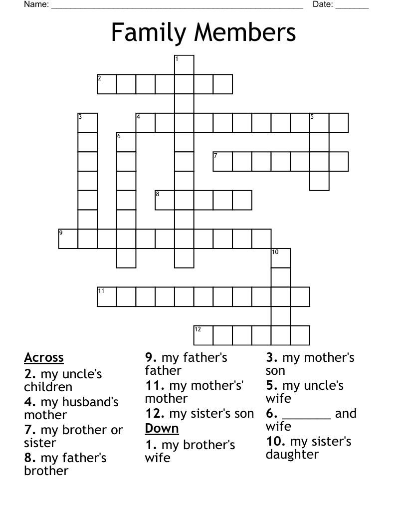 Family Members Crossword