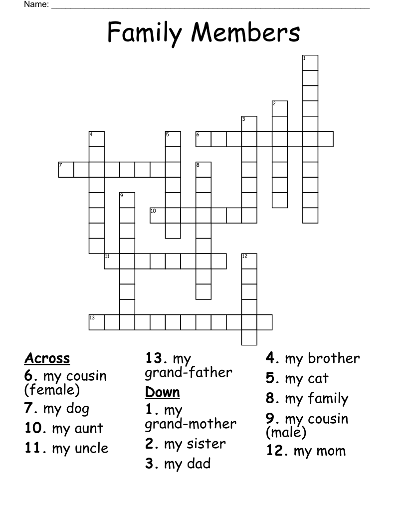 Family Members Crossword