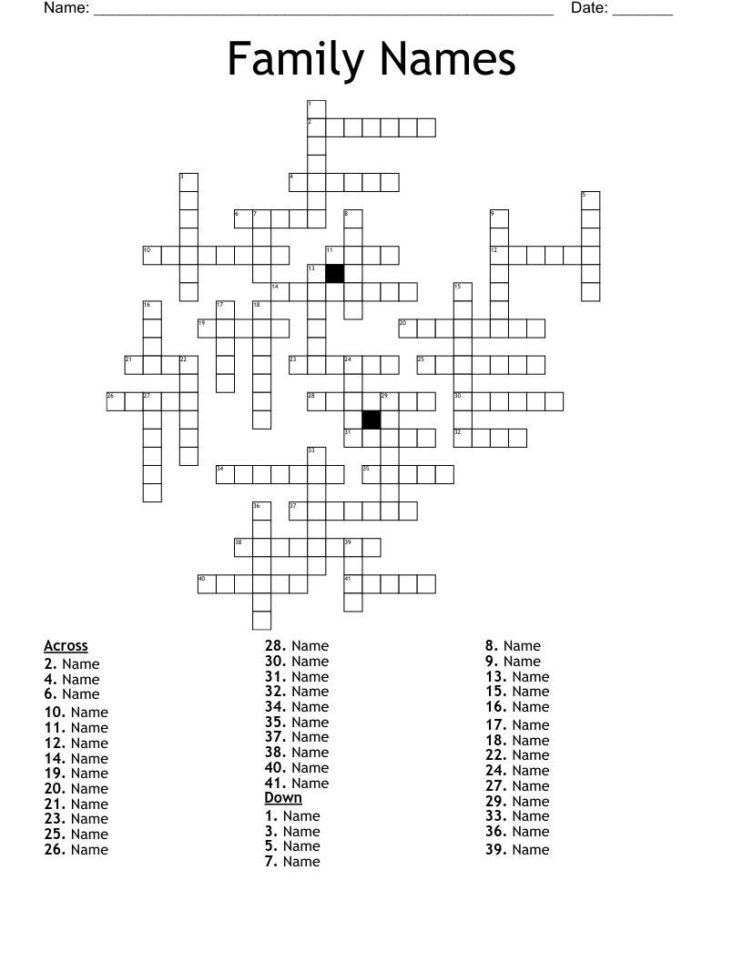 Family Names Crossword