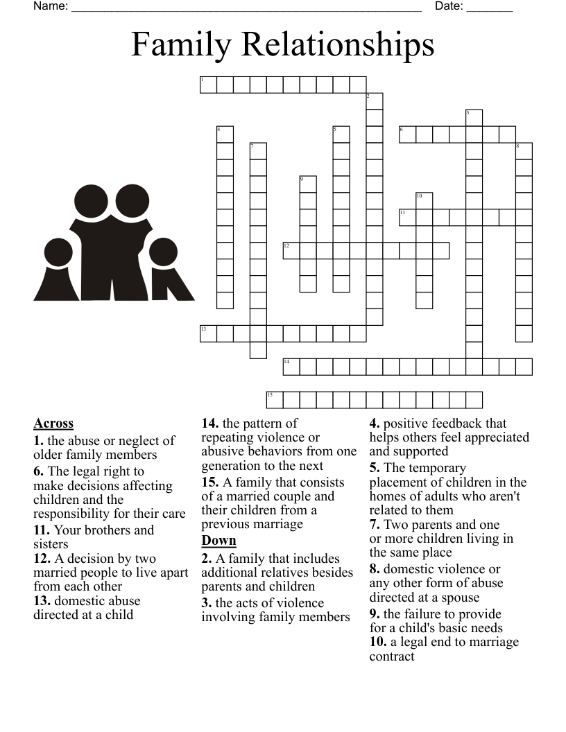 Family Relationships Crossword