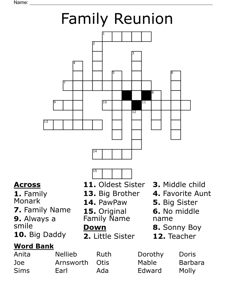 Family Reunion Crossword